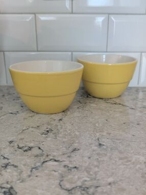 Crate&Barrel Yellow Ceramic Prep Bowls